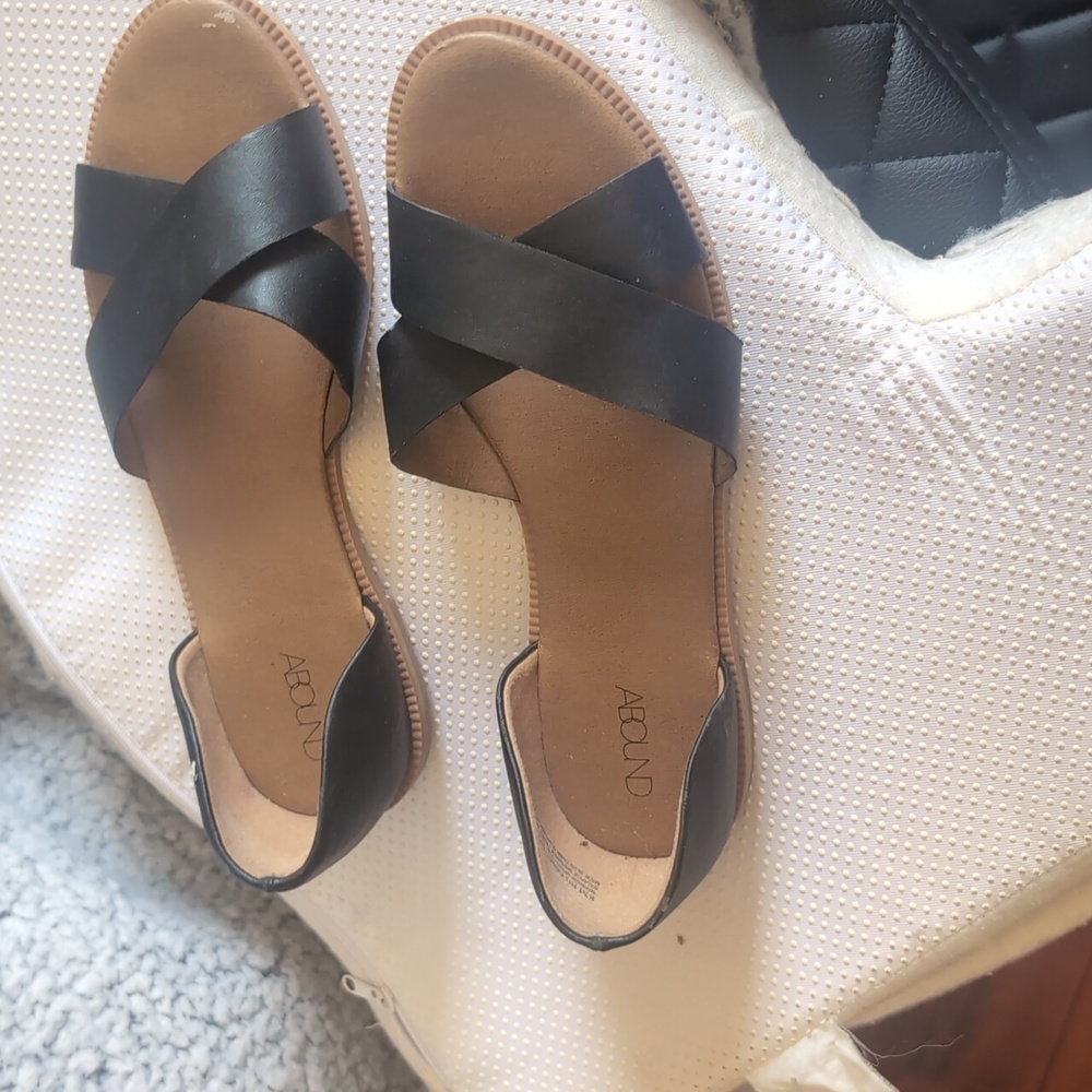 Abound Black Platform Slide Sandals Size 8 | Chunky Flat Sandals - Picture 2 of 8